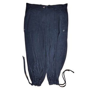 Chicos Travelers Size 2.5 Pants Capri Crop Black Drawstring Leg Slinky Knit